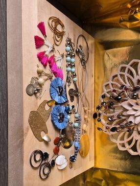 Various Necklaces, Party Earrings And Other Pretty Earrings.
